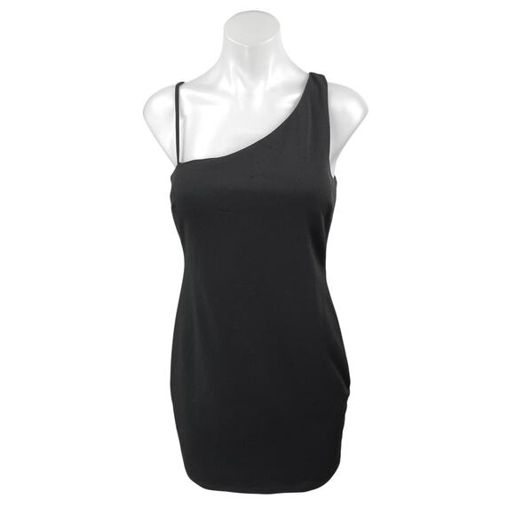 Lulus Black One Shoulder Sleeveless Cami Camisole Tank Mini Bodycon Dress Size S - Picture 2 of 5
